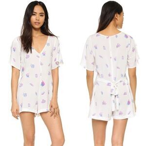Sz Small Wildfox White Neon Purple Crystal Romper